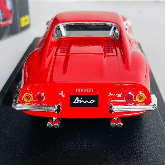 Burago Red Ferrari Dino 246  GT 1/24 Alloy Car Diecast Model With Box Brand New - Picture 16 of 16